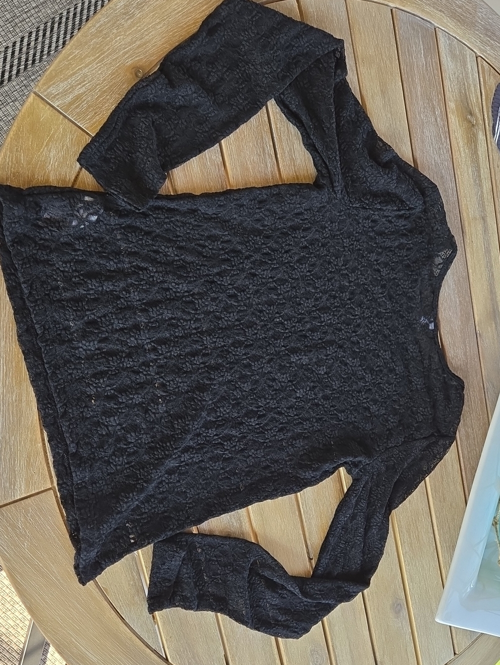 Old Navy long sleeve Sheer lace top M Trending Goth Festival Coquette French EUC - Picture 5 of 12